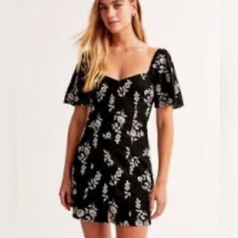 Floral Black and White Dress